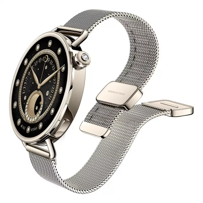 Xiaomi Watch S4 41 mm relógio inteligente, 1,32" AMOLED 466x466, GPS, NFC, 5 ATM, bracelete milanesa, Sunset Gold