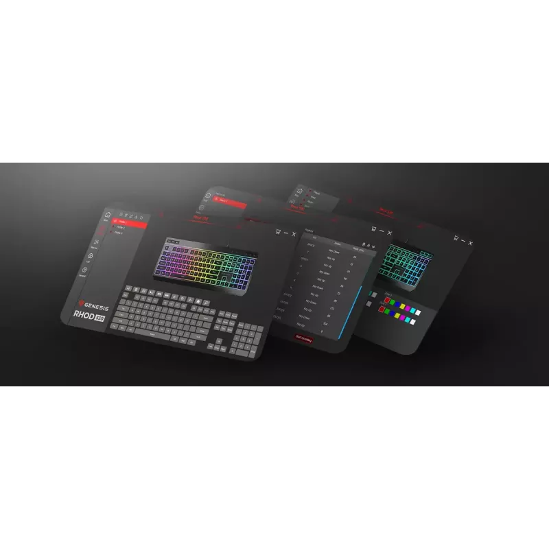 Teclado gaming com fio de tamanho completo Genesis Rhod 530, USB, QWERTY US, membrana, iluminação RGB, 114 teclas, cabo de 1,8 m, preto