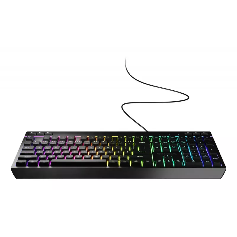 Teclado gaming com fio de tamanho completo Genesis Rhod 530, USB, QWERTY US, membrana, iluminação RGB, 114 teclas, cabo de 1,8 m, preto
