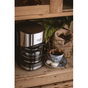 Máquina de café de filtro Adler AD 4407, 550 W, jarra de 0,7 L, prateado/preto, semiautomática