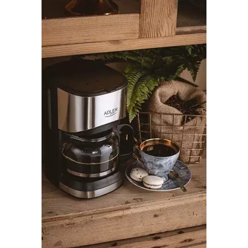 Máquina de café de filtro Adler AD 4407, 550 W, jarra de 0,7 L, prateado/preto, semiautomática