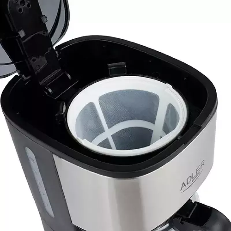 Máquina de café de filtro Adler AD 4407, 550 W, jarra de 0,7 L, prateado/preto, semiautomática