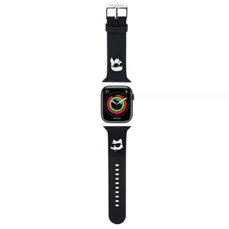 Pulseira para relógio Karl Lagerfeld Strap KLAWLSLKCNK Borracha 3D para Apple Watch 42/44/45/49 mm Preto