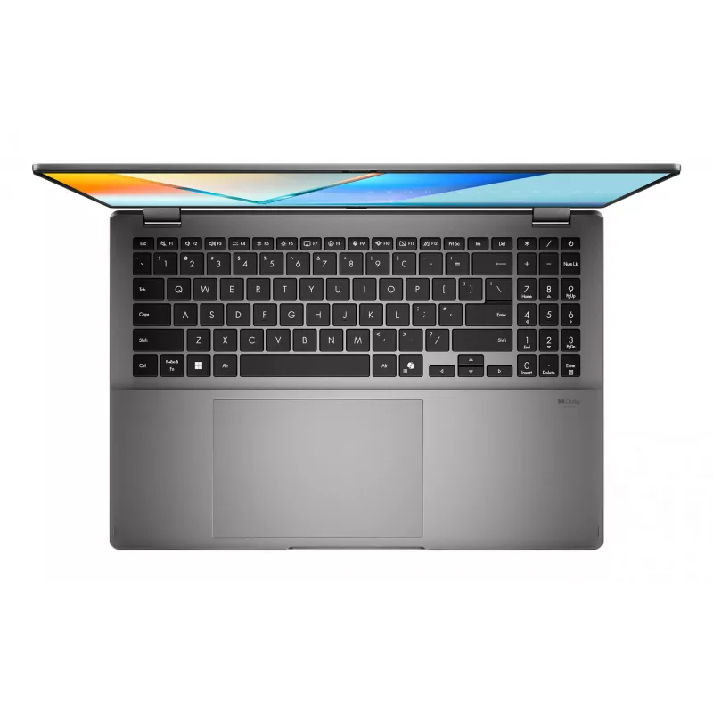 Portátil híbrido 2-em-1 ASUS Vivobook 16 Flip TP3607SH-RJ013W — Intel Core Ultra 7 258V, ecrã tátil 16 polegadas 3K, 16 GB LPDDR5x, 512 GB SSD, NVIDIA GeForce RTX 5050, WIN11 Home, cinzento