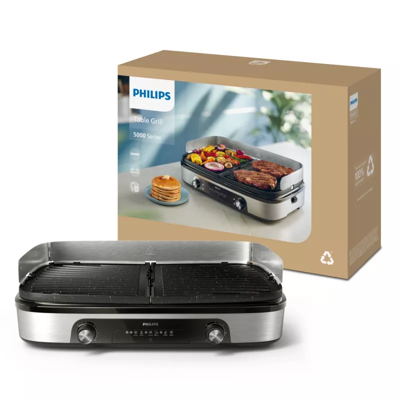 Placa de grelhar elétrica Philips HD6222/90 2400 W Preto Aço inoxidável