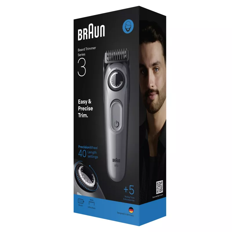 Braun BeardTrimmer 3 80789789 Aparador de barba AC/Bateria 20 2 cm Preto