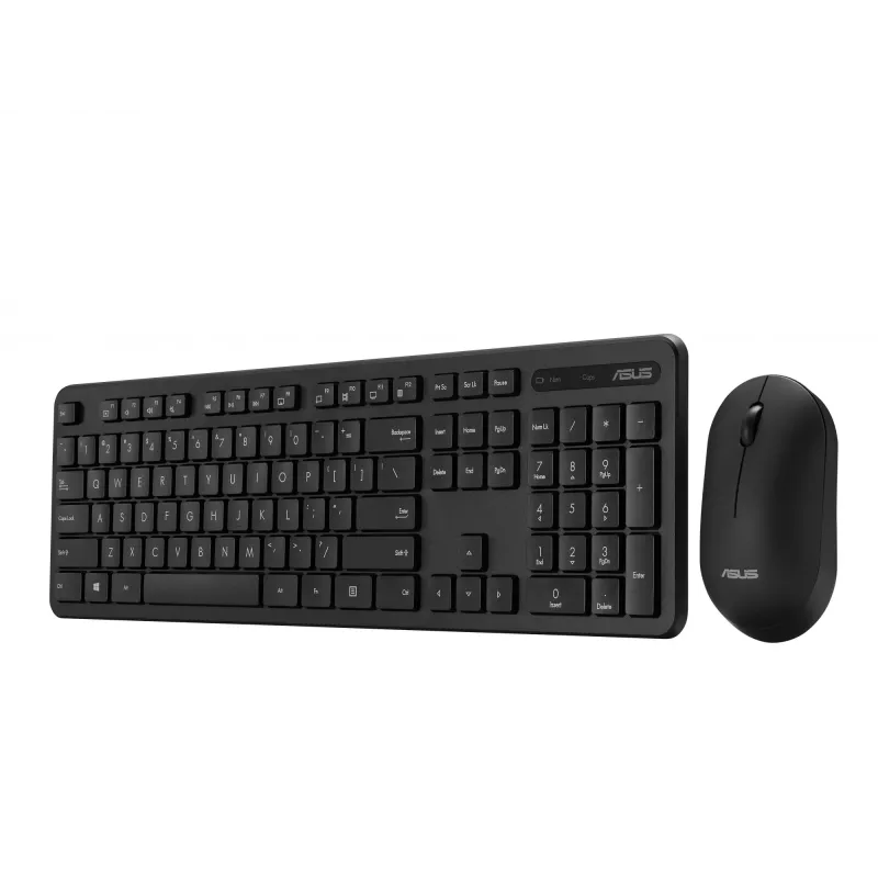 Conjunto de teclado e rato sem fios ASUS CW100 — layout US, preto, teclado QWERTY tamanho completo, rato 1600 DPI