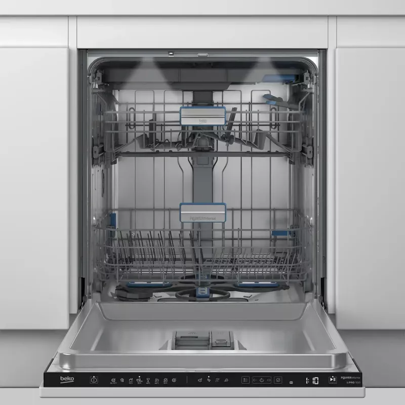 Máquina de lavar loiça BEKO | BDIN38542P | Encastre | Largura 60 cm | Número de conjuntos 15 | Número de programas 8 | Classe de eficiência energética C | Visor | Função AquaStop | Branco
