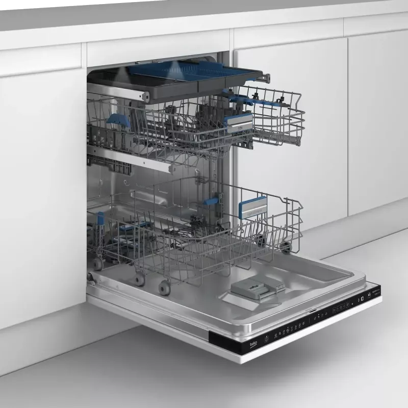 Máquina de lavar loiça BEKO | BDIN38542P | Encastre | Largura 60 cm | Número de conjuntos 15 | Número de programas 8 | Classe de eficiência energética C | Visor | Função AquaStop | Branco