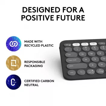 Teclado Logitech Pebble Keys 2 K380s Universal RF Wireless + Bluetooth QWERTY US International grafite