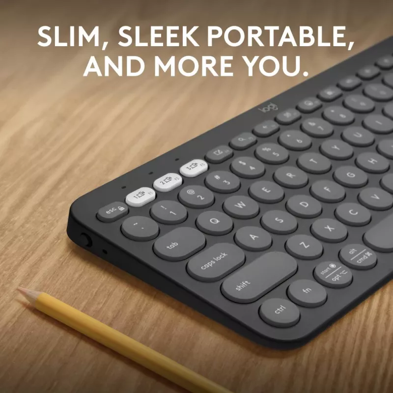 Teclado Logitech Pebble Keys 2 K380s Universal RF Wireless + Bluetooth QWERTY US International grafite
