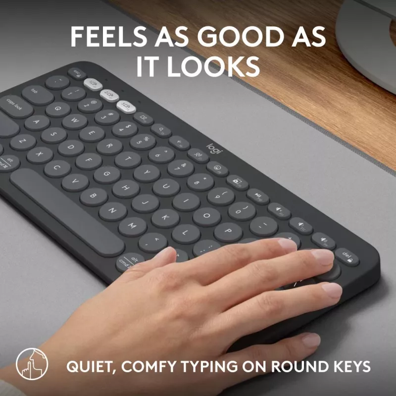 Teclado Logitech Pebble Keys 2 K380s Universal RF Wireless + Bluetooth QWERTY US International grafite