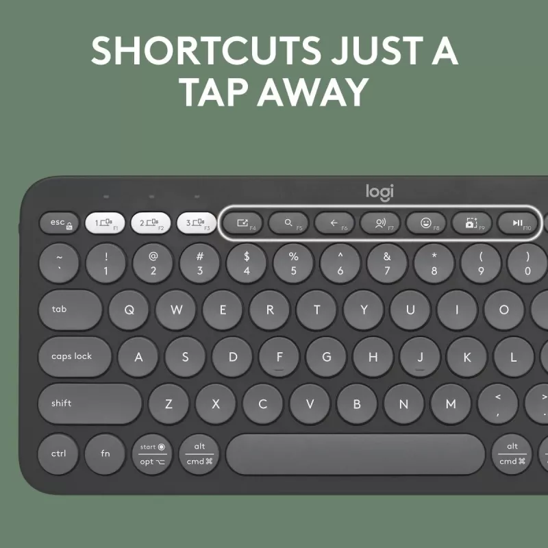 Teclado Logitech Pebble Keys 2 K380s Universal RF Wireless + Bluetooth QWERTY US International grafite