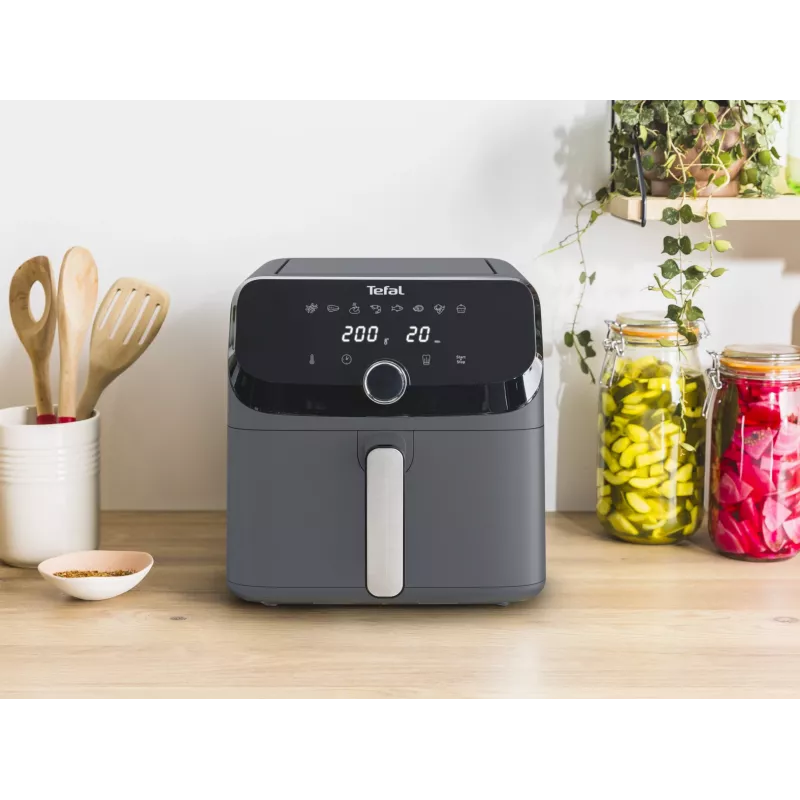 Fritadeira Tefal Easy Fry Mega EY855BE0 individual 7,5 l de bancada 2020 W fritadeira de ar quente cinzenta