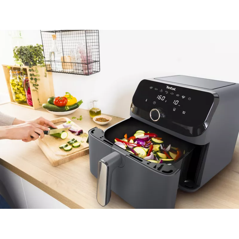 Fritadeira Tefal Easy Fry Mega EY855BE0 individual 7,5 l de bancada 2020 W fritadeira de ar quente cinzenta