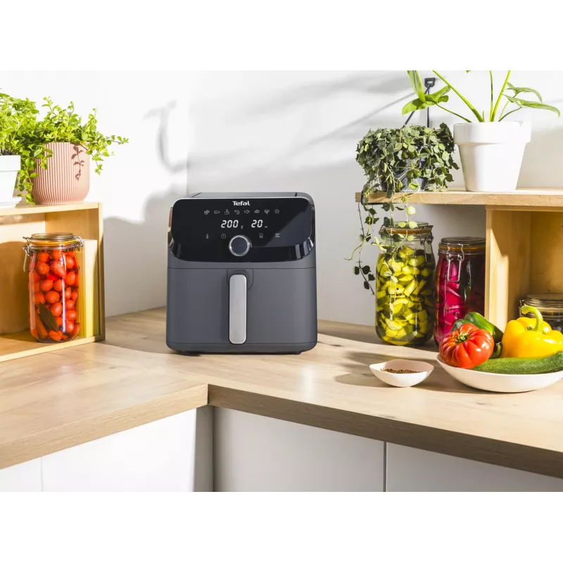 Fritadeira Tefal Easy Fry Mega EY855BE0 individual 7,5 l de bancada 2020 W fritadeira de ar quente cinzenta