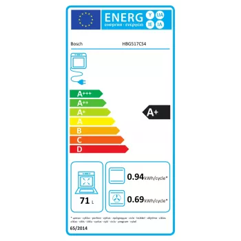 Forno encastrável Bosch HBG517CS4 71 L capacidade classe energética A+ preto