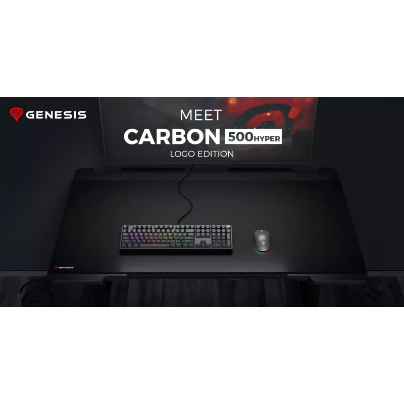 GENESIS Carbon 500 Hyper Logo, preto, monocromático, tecido, borracha, tapete de rato gaming