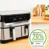 Fritadeira Tefal Dual Easy Fry & Grill EY905D dupla 8,3 L de bancada 2700 W fritadeira de ar quente aço inoxidável