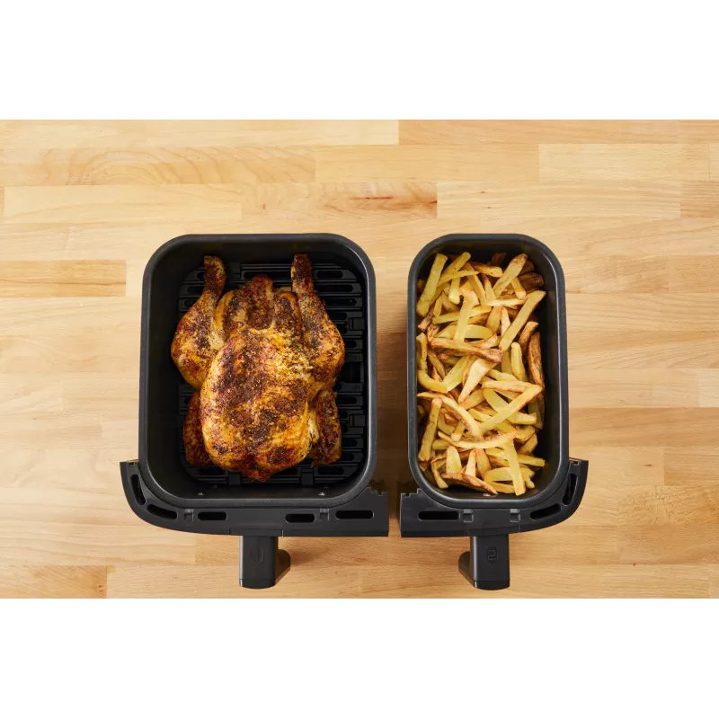 Fritadeira Tefal Dual Easy Fry & Grill EY905D dupla 8,3 L de bancada 2700 W fritadeira de ar quente aço inoxidável