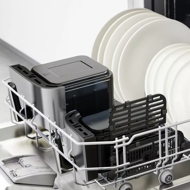 Fritadeira Tefal Dual Easy Fry & Grill EY905D dupla 8,3 L de bancada 2700 W fritadeira de ar quente aço inoxidável