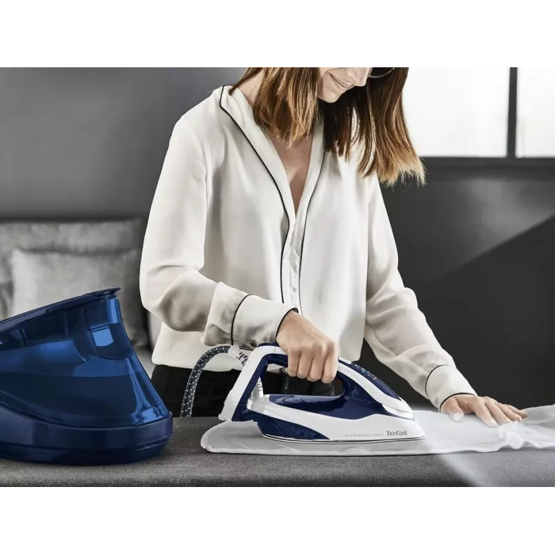 Ferro de engomar Tefal Pro Express Vision GV9812 3000 W 1,1 L base Durilium AirGlide Autoclean azul, branco