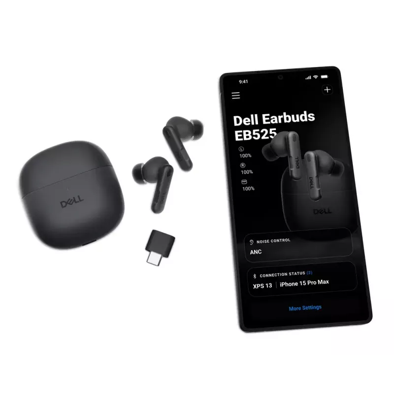 Headset DELL EB525 True Wireless Stereo (TWS) In-Ear Chamadas/Música Bluetooth preto