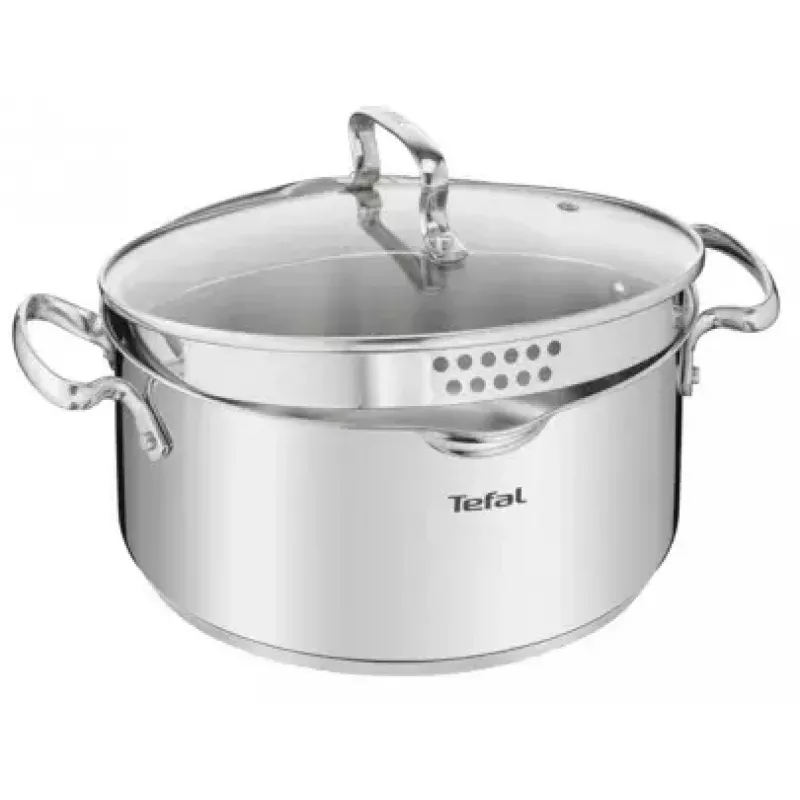 Panela Tefal DUETTO+ G7194355, 2 l, redonda, aço inoxidável, 18 cm