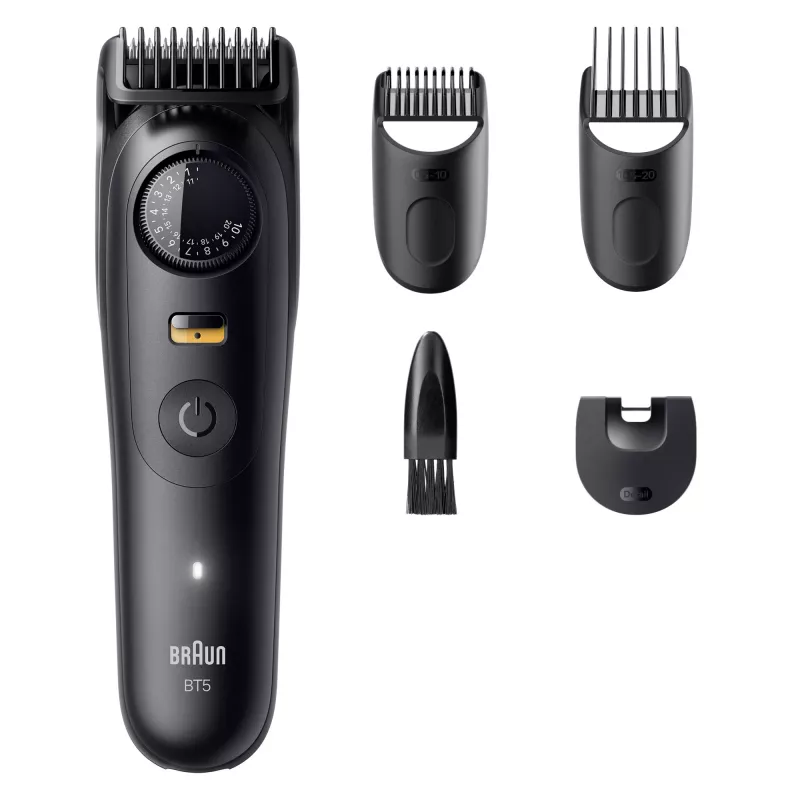Aparador de barba BRAUN BT5520 — 0,5–20 mm, 40 definições de comprimento, recarregável, 120 min de autonomia, preto