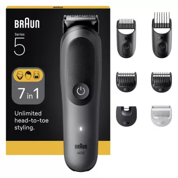 Braun Series 5 AIO5520 All-in-One kit de cuidado pessoal 7 em 1, sem fios, 14 definições de comprimento, preto