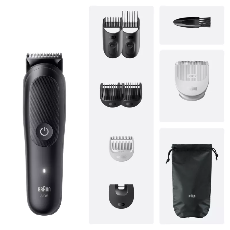 Braun Series 5 AIO5540 All-In-One Style Kit aparador de cabelo 9 em 1, lavável, preto