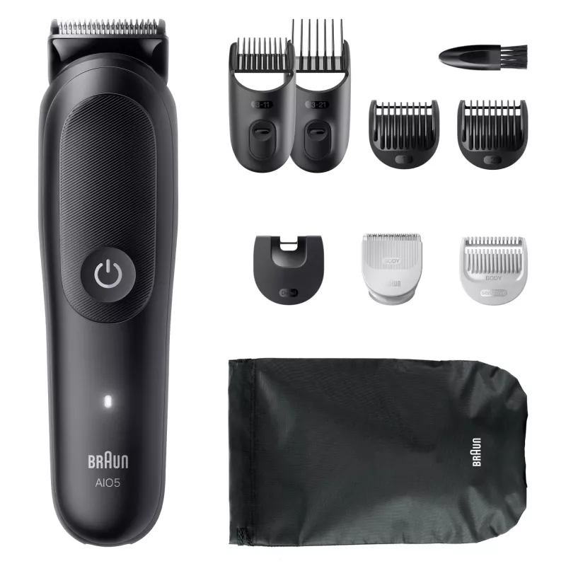 Braun Series 5 AIO5540 All-In-One Style Kit aparador de cabelo 9 em 1, lavável, preto