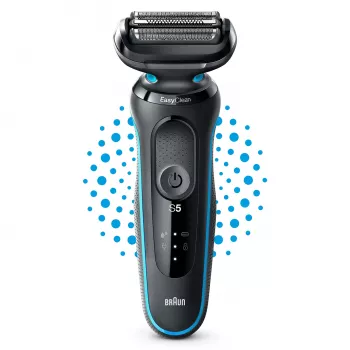 Máquina de barbear de lâminas BRAUN Series 5 51-M1000s — 3 cabeças, molhado e seco, bateria de iões de lítio, carregamento rápido, preto/azul