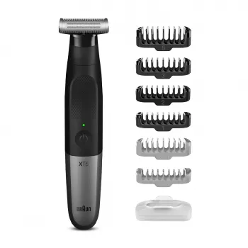 Máquina de barbear de lâminas Braun Series X XT5200 com aparador preto, metálico