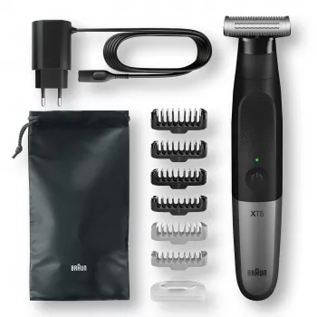 Máquina de barbear de lâminas Braun Series X XT5200 com aparador preto, metálico