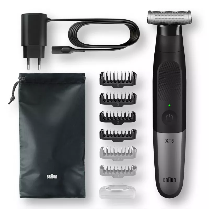 Máquina de barbear de lâminas Braun Series X XT5200 com aparador preto, metálico