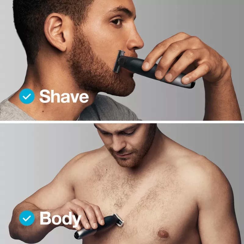 Máquina de barbear de lâminas Braun Series X XT5200 com aparador preto, metálico