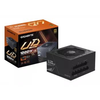 Fonte de alimentação GIGABYTE UD1000GM PG5 V2 – PCIe Gen 5.1, 80 PLUS Gold, construção totalmente modular, ventoinha de 120 mm, compatível com ATX 3.1, ficha EU