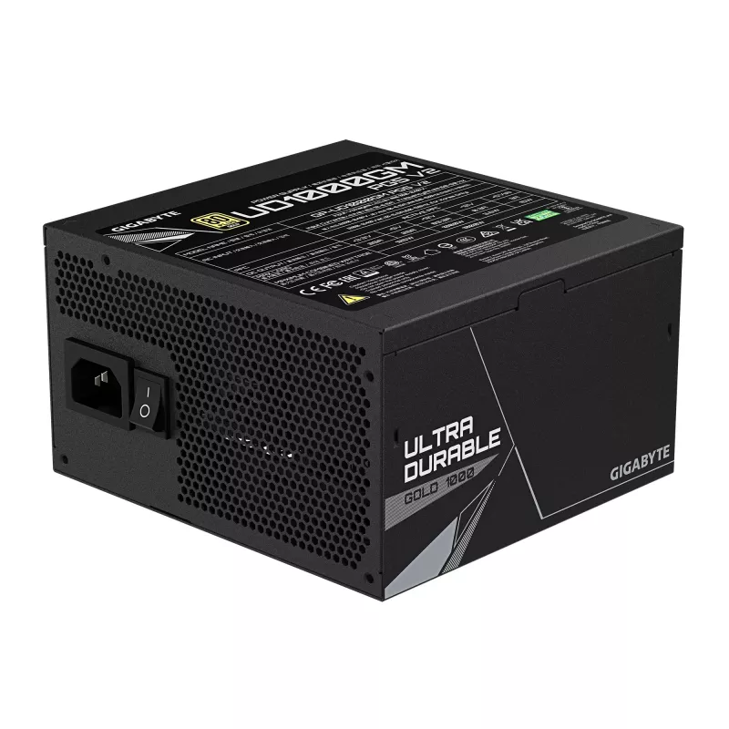 Fonte de alimentação GIGABYTE UD1000GM PG5 V2 – PCIe Gen 5.1, 80 PLUS Gold, construção totalmente modular, ventoinha de 120 mm, compatível com ATX 3.1, ficha EU
