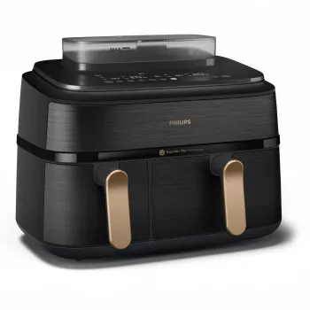 Fritadeira Philips 5000 Série NA552/00 dupla 9 L de bancada 2750 W fritadeira de ar quente preto, dourado