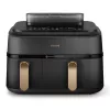 Fritadeira Philips 5000 Série NA552/00 dupla 9 L de bancada 2750 W fritadeira de ar quente preto, dourado