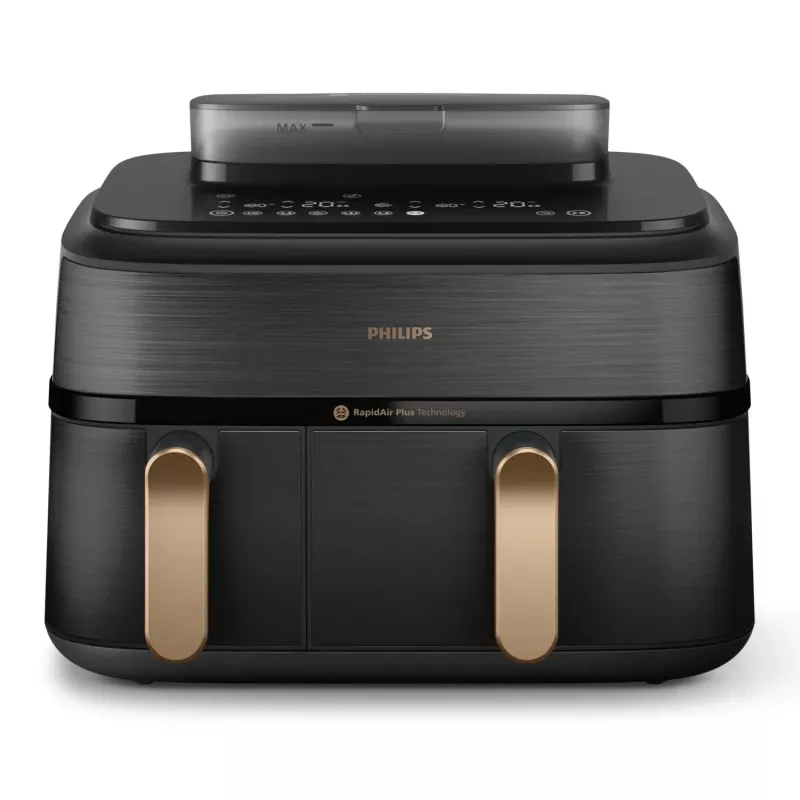 Fritadeira Philips 5000 Série NA552/00 dupla 9 L de bancada 2750 W fritadeira de ar quente preto, dourado