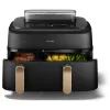 Fritadeira Philips 5000 Série NA552/00 dupla 9 L de bancada 2750 W fritadeira de ar quente preto, dourado