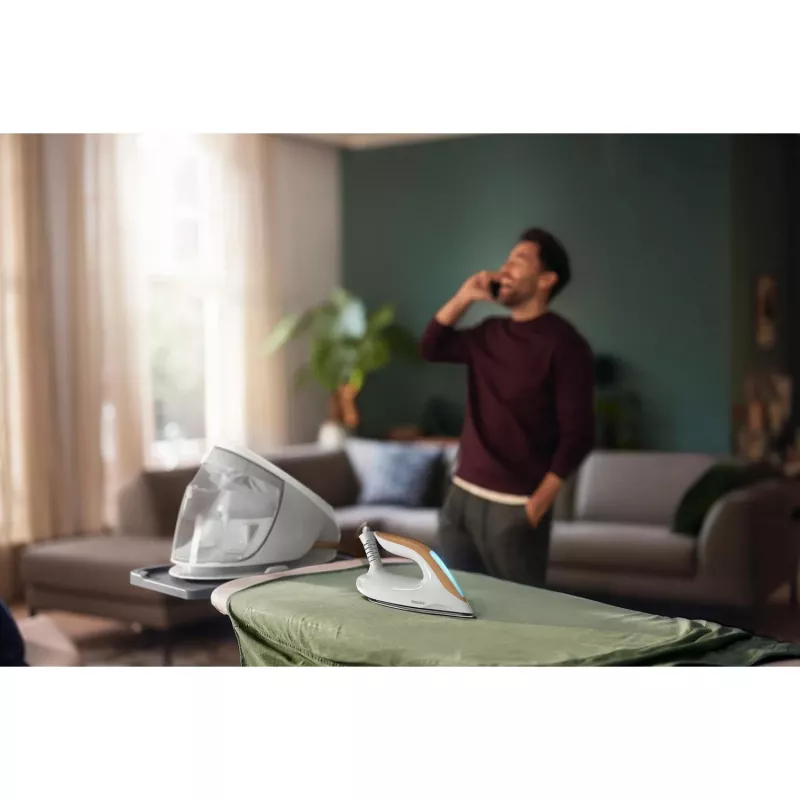 Central de engomar a vapor Philips 7000 Série PSG7040/10 2100 W 1,8 L base SteamGlide Elite dourado, branco