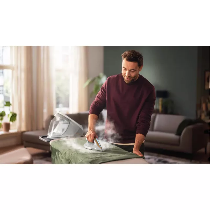 Central de engomar a vapor Philips 7000 Série PSG7040/10 2100 W 1,8 L base SteamGlide Elite dourado, branco