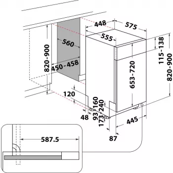 Whirlpool WSBO 3O34 PF X semi-integrado 10 serviços de mesa