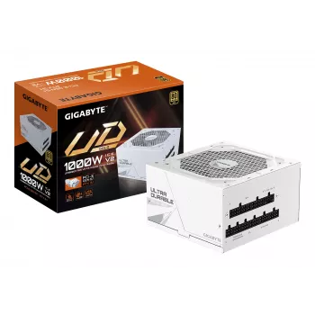 Fonte de alimentação GIGABYTE UD1000GM PG5 V2 1000W ATX 3.1 totalmente modular 80 PLUS Gold branca