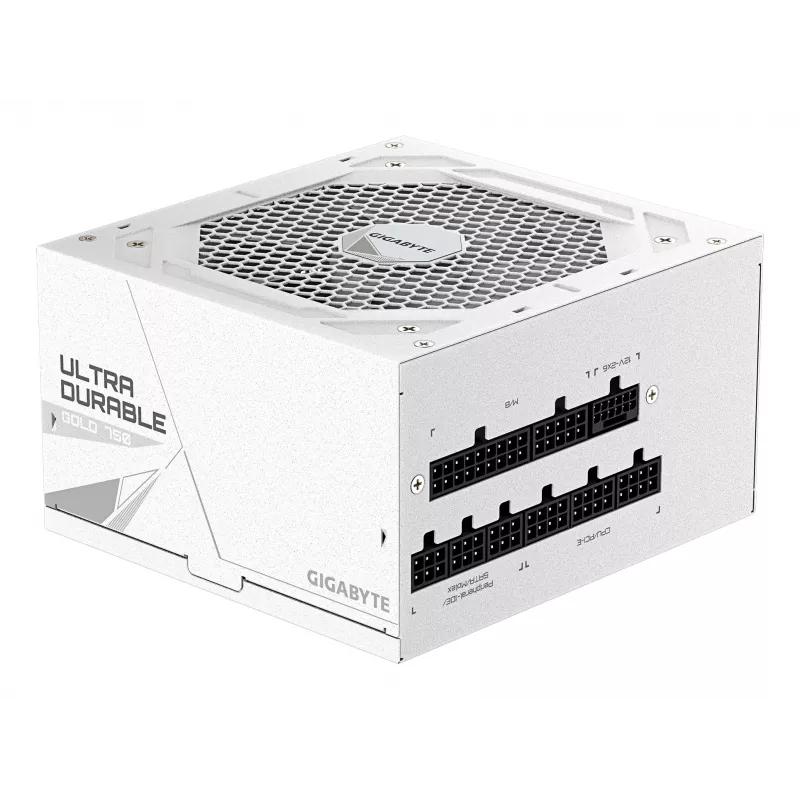 Fonte de alimentação GIGABYTE UD750GM PG5 V2 750W ATX 3.1, 80 PLUS Gold, totalmente modular, 8 SATA, 4x (6+2) PCIe, 2x EPS, branca