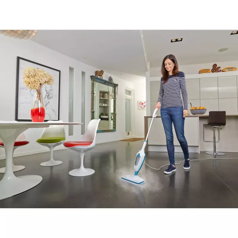 Black & Decker FSMH13E5-QS esfregona a vapor 5 em 1, 1300 W, com fio, depósito de água de 0,38 l, branco/azul