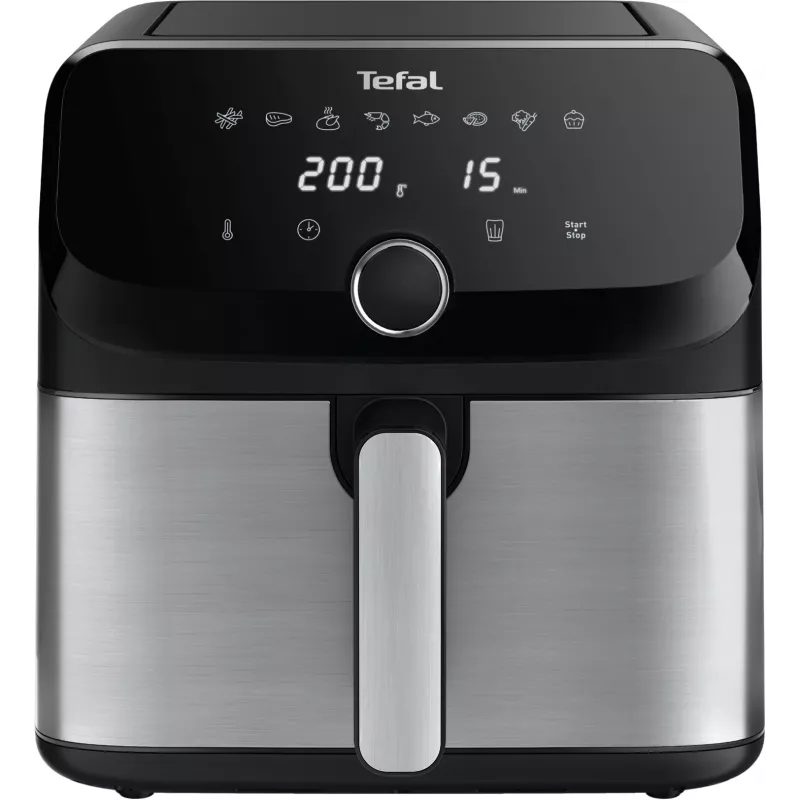Fritadeira Tefal Easy Fry Mega EY855D10 individual 7,5 l de pé 2020 W fritadeira de ar quente preta, aço inoxidável